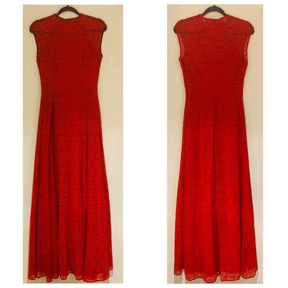 Pinko Red Lace Maxi Dress